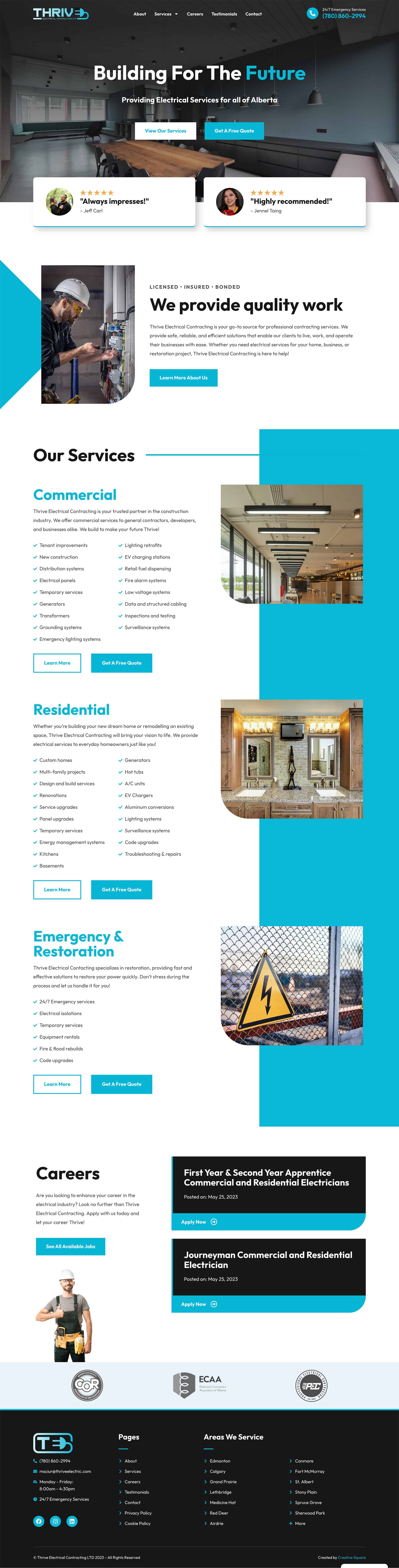 Thrive Electrical Contracting Web Design Home Page 1
