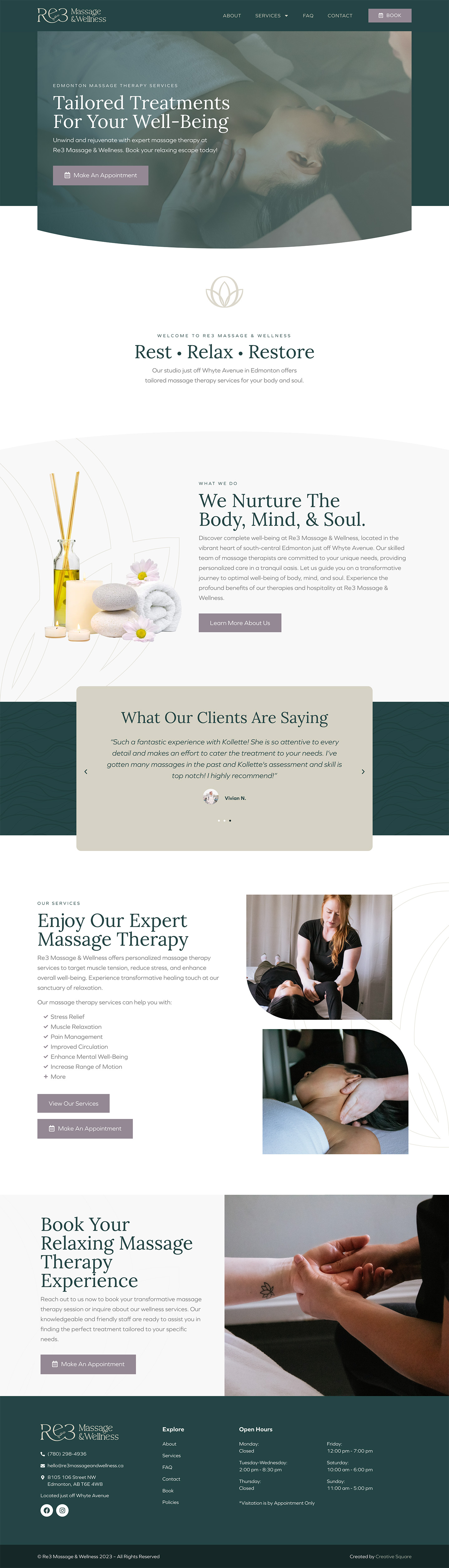 Re3 Massage and Wellness Website Preview 1