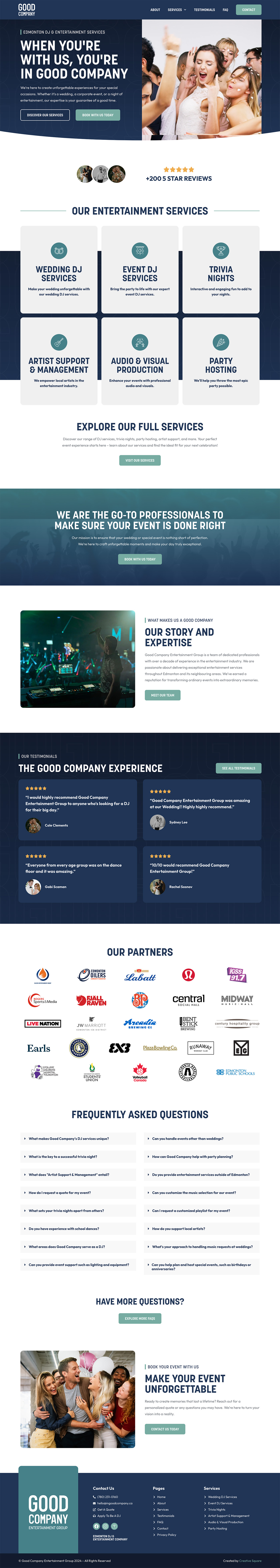 Good Company Entertainment Group Website Home Page